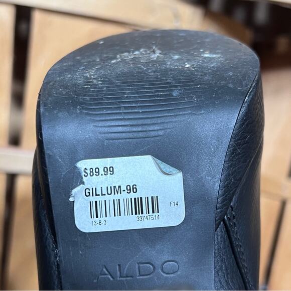 Aldo Gillum Black Leather Zip-Up Heeled Platform Ankle Boots Booties Womens 6.5 - Picture 12 of 13